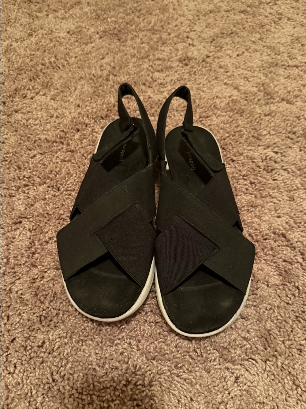 Easy Spirit - Black Women's Elastic Crossband Slingback Sandals - Sz 10